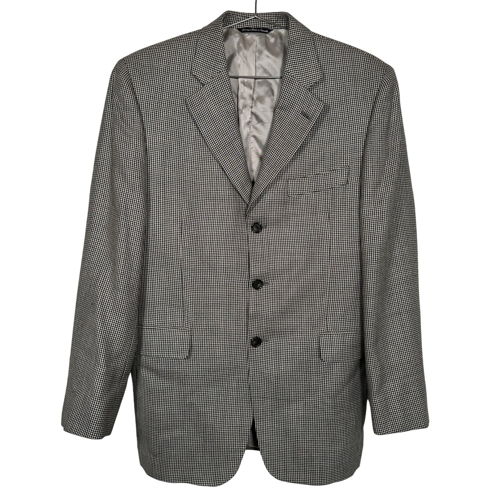 Jack Victor Collection Mens 40R Houndstooth Bamboo Wool Sport Coat Blazer Canada